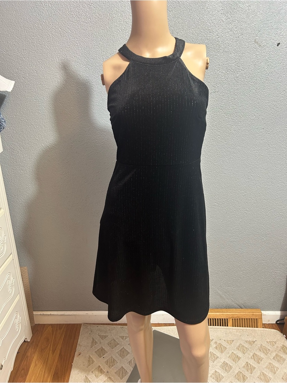 Live to be Spoiled black shimmer skater dress Size small - Picture 5 of 16
